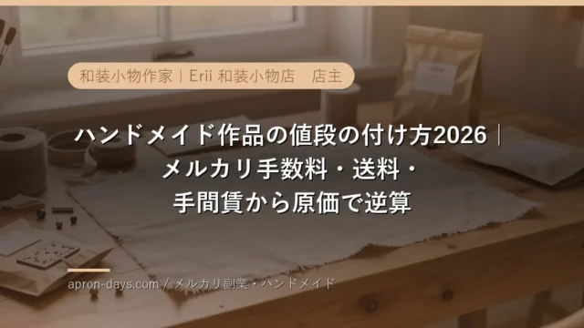 ハンドメイド作品の値段の付け方2026｜メルカリ手数料・送料・手間賃から原価で逆算する価格設定