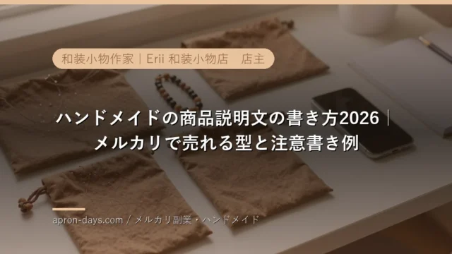 ハンドメイドの商品説明文の書き方2026｜メルカリで売れる型と注意書き例